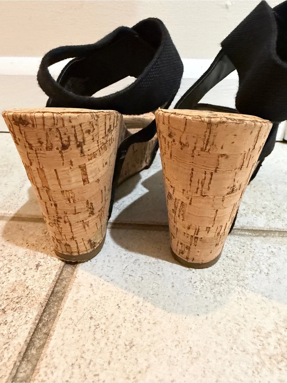 Lucky brand Black Cork Wedge Sandals - Comfortable Elastic Straps